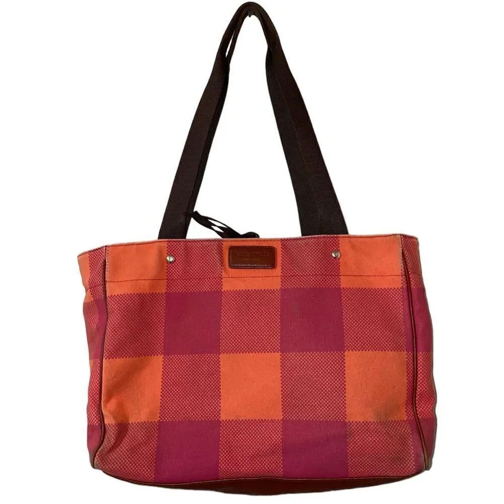 Kate Spade Pink Orange Plaid Large Victoria Baby Bag